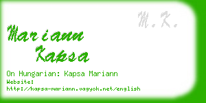 mariann kapsa business card